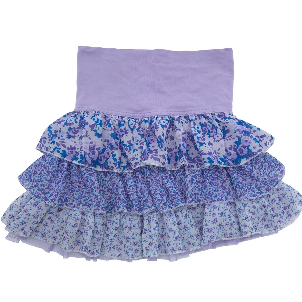 The Children's Place Girls Purple Floral Tiered Mesh Ruffle Skirt Size 6X/7